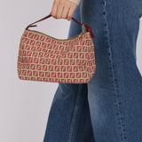 Fendi Beige and Raspberry Zucchino Mini Pouch