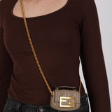 Fendi Beige Embossed Zucca Nano Baguette