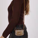 Fendi Beige Embossed Zucca Nano Baguette