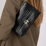 Hermès 1973 Noir Porosus Crocodile Annie Clutch GHW