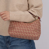 Fendi Beige and Raspberry Zucchino Mini Pouch
