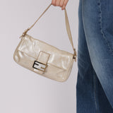 Fendi Metallic Gold Crystal Baguette