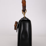 Gucci 1947 Black Boxcalf Bamboo Turnlock Top Handle