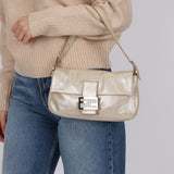 Fendi Metallic Gold Crystal Baguette