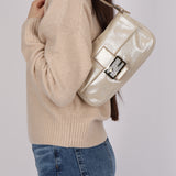 Fendi Metallic Gold Crystal Baguette
