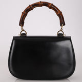 Gucci 1947 Black Boxcalf Bamboo Turnlock Top Handle
