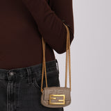 Fendi Beige Embossed Zucca Nano Baguette