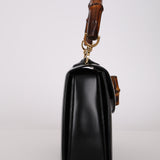 Gucci 1947 Black Boxcalf Bamboo Turnlock Top Handle