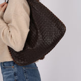 Bottega Veneta Chocolate Brown Lambskin Intrecciato Medium Hobo