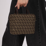 Fendi Zucchino Mini Zip Tote Light Brown