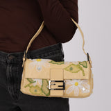 Limited Edition Fendi Leather Floral Mesh Baguette