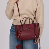 Balenciaga Burgundy Mini Papier A4 Zip Around Tote