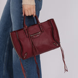 Balenciaga Burgundy Mini Papier A4 Zip Around Tote