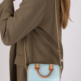 Rare Louis Vuitton 2024 Sky Blue Vernis Monogram Speedy Nano Bag