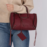 Balenciaga Burgundy Mini Papier A4 Zip Around Tote