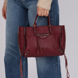 Balenciaga Burgundy Mini Papier A4 Zip Around Tote