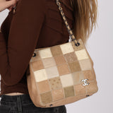 Limited Edition Chanel Icon Linge Patchwork Chain Shoulder Bag Beige 2008 DSHW