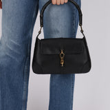 Gucci Black Leather Bamboo Jackie-O
