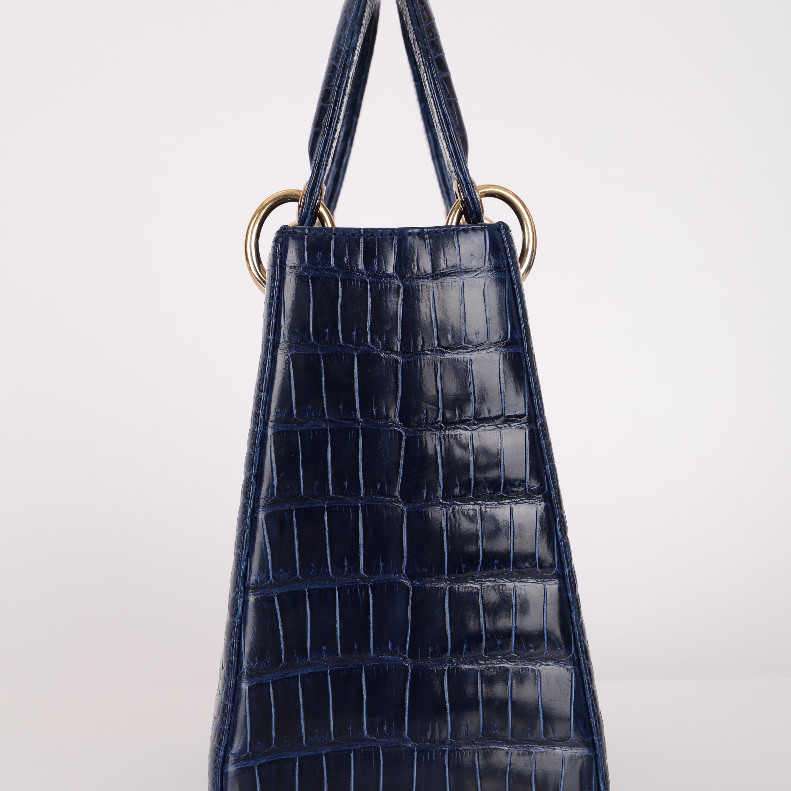 Ultra-Rare Dior Medium Lady Blue Navy Crocodile 2016