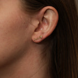 18K Yellow Gold and Diamond Fishbone Earrings