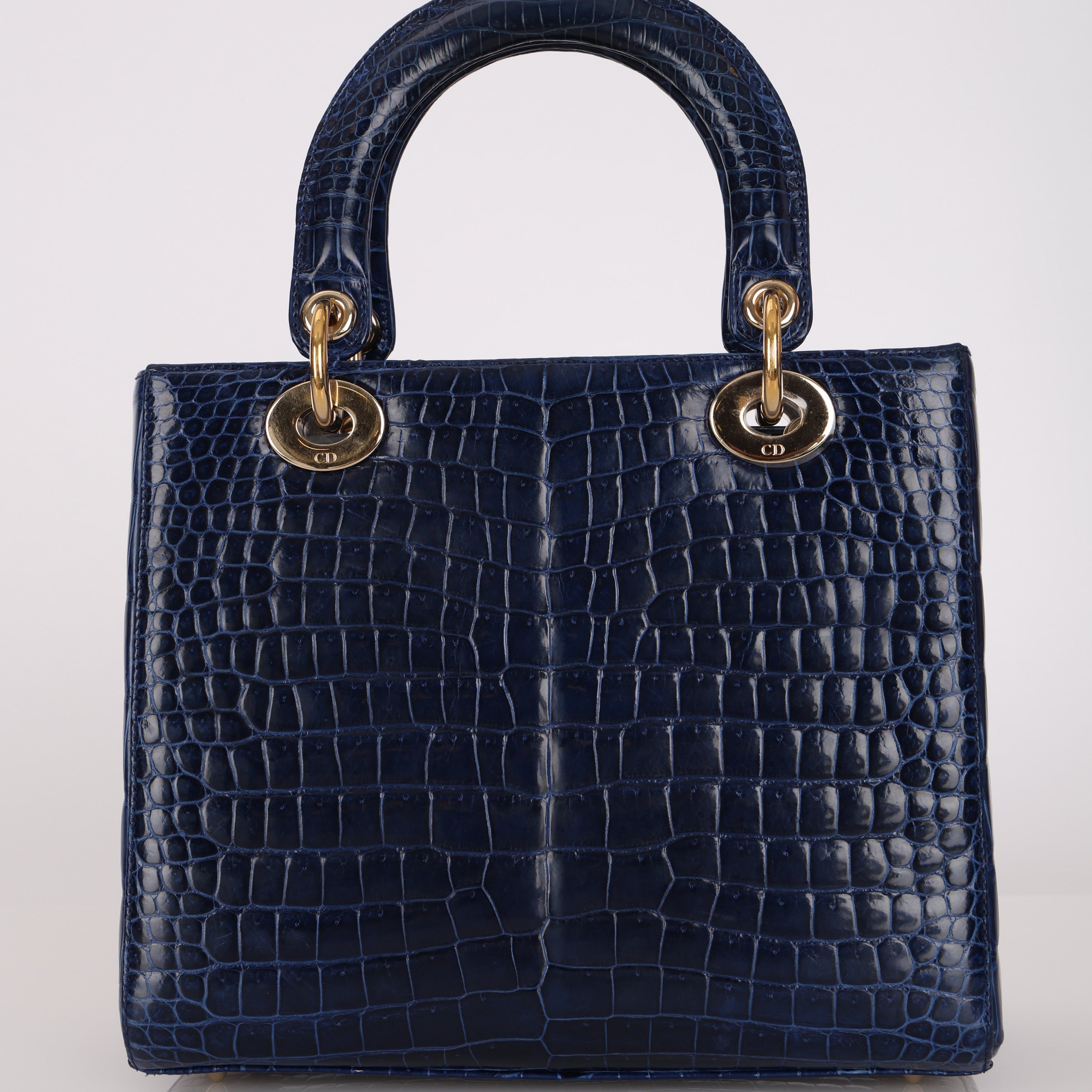 Ultra-Rare Dior Medium Lady Blue Navy Crocodile 2016