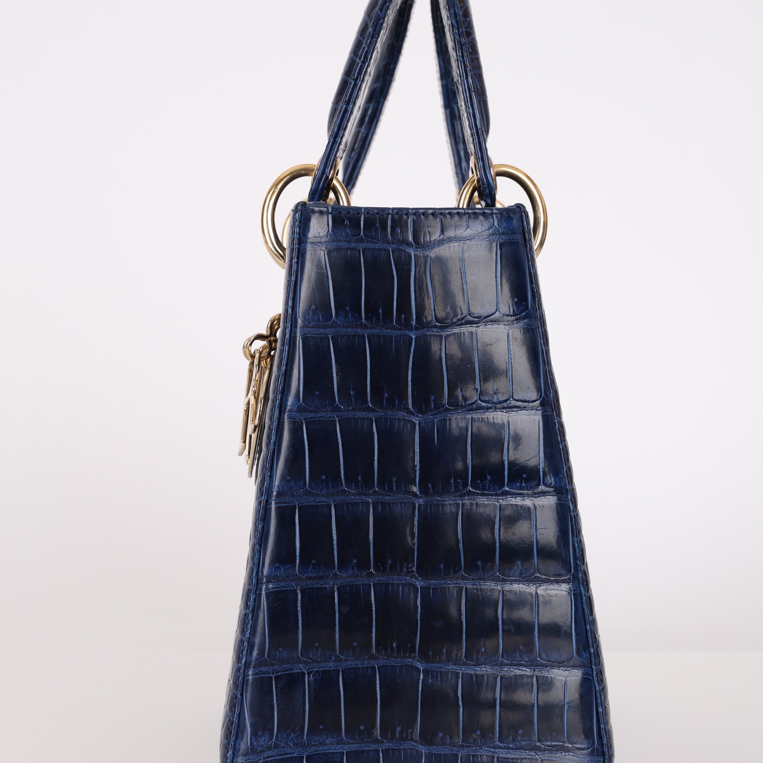Ultra-Rare Dior Medium Lady Blue Navy Crocodile 2016