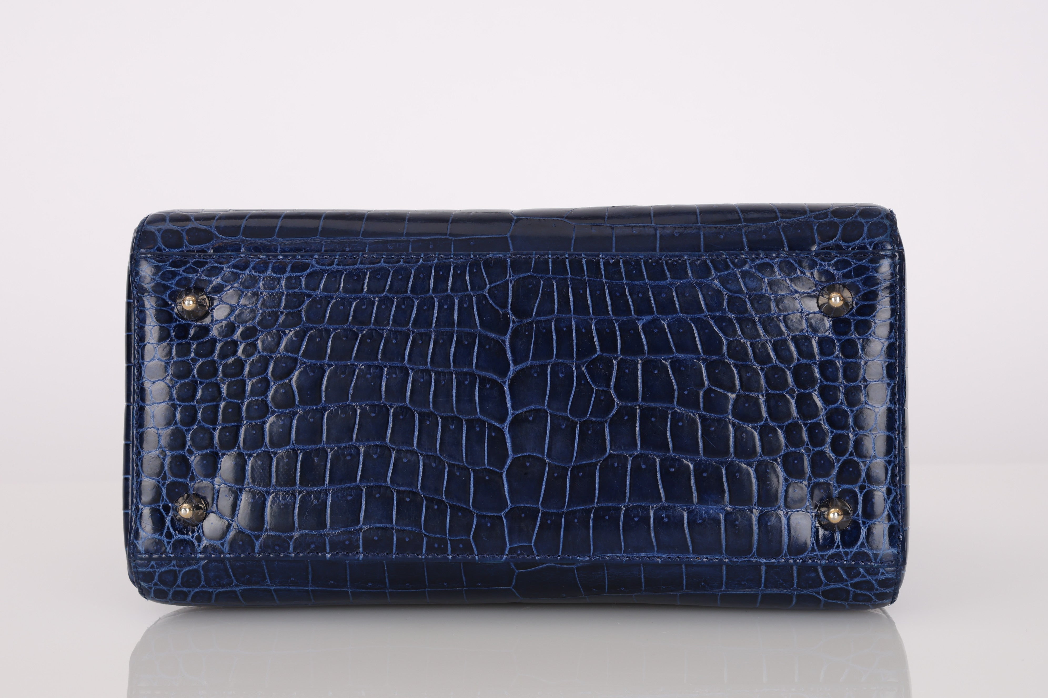 Ultra-Rare Dior Medium Lady Blue Navy Crocodile 2016