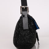 Fendi Baguette Black Satin Beaded SHW