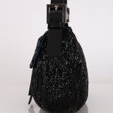 Fendi Baguette Black Satin Beaded SHW