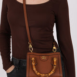 Gucci Cognac Leather Bamboo Mini Diana