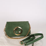 Gucci Blondie 2 Way Shoulder Bag Green Suede
