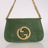 Gucci Blondie 2 Way Shoulder Bag Green Suede