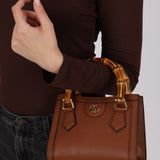 Gucci Cognac Leather Bamboo Mini Diana