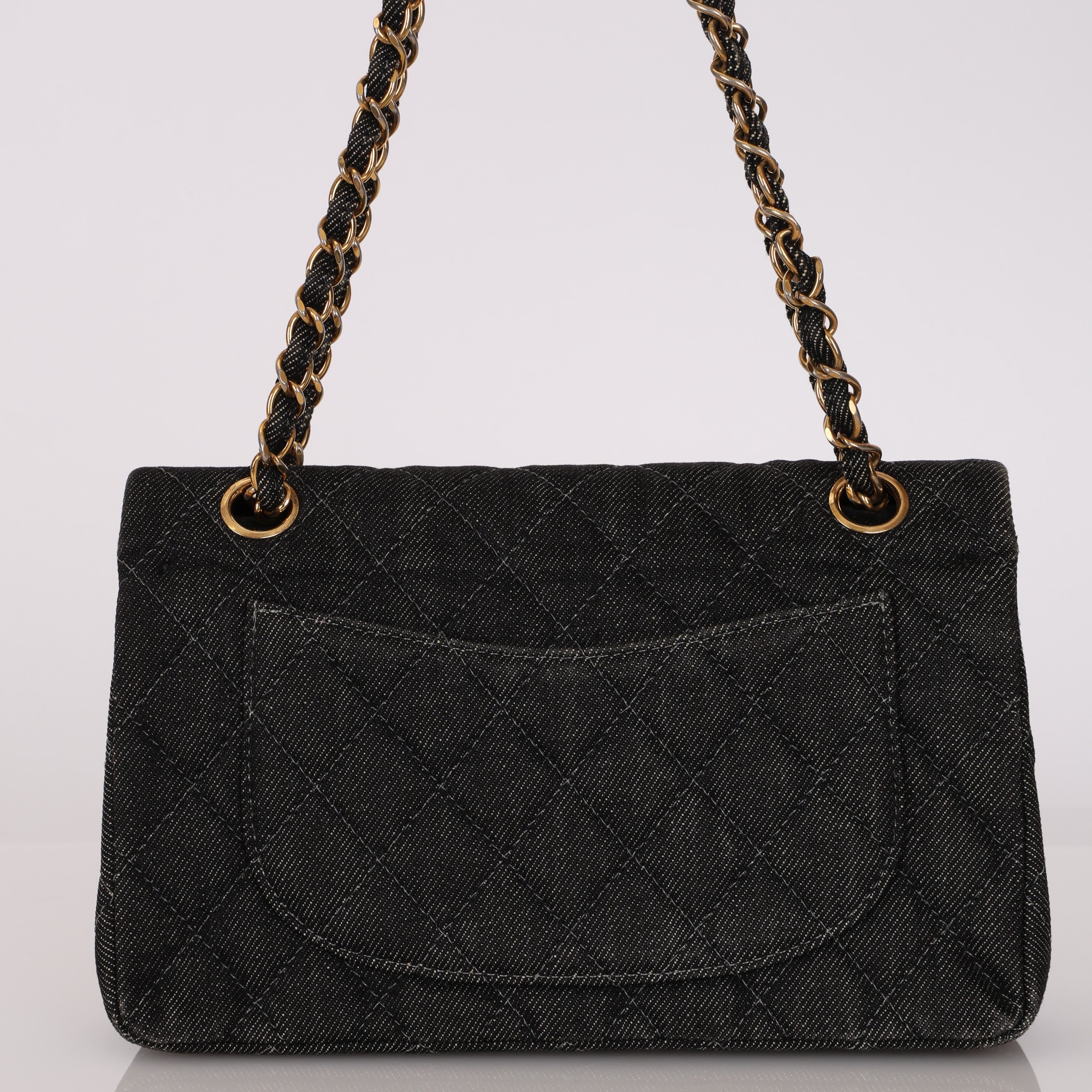 Rare Chanel 1997 Denim Classic Small Flap Bag 24K GP