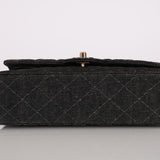 Rare Chanel 1997 Denim Classic Small Flap Bag 24K GP