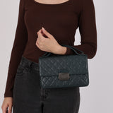 Chanel 2017 Deep Teal Quilted Caviar Medium CC University Flap RHW