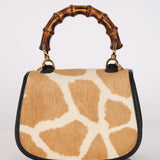 Limited Edition Gucci Mini Bamboo Top Handle Cow Print Ponyhair and Calfskin 1947