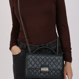 Chanel 2017 Deep Teal Quilted Caviar Medium CC University Flap RHW