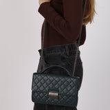 Chanel 2017 Deep Teal Quilted Caviar Medium CC University Flap RHW