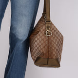 Gucci Beige Metallic Monogram Heart Bit Hobo