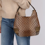 Gucci Beige Metallic Monogram Heart Bit Hobo