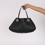 Gucci Leather Black Guccissima Monogram Twins Tote