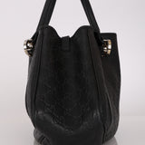 Gucci Leather Black Guccissima Monogram Twins Tote