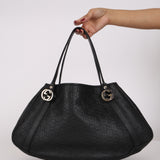 Gucci Leather Black Guccissima Monogram Twins Tote