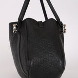 Gucci Leather Black Guccissima Monogram Twins Tote
