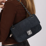 Chanel Chocolate Bar Sport Ligne Single Flap Navy Suede 2008 SHW