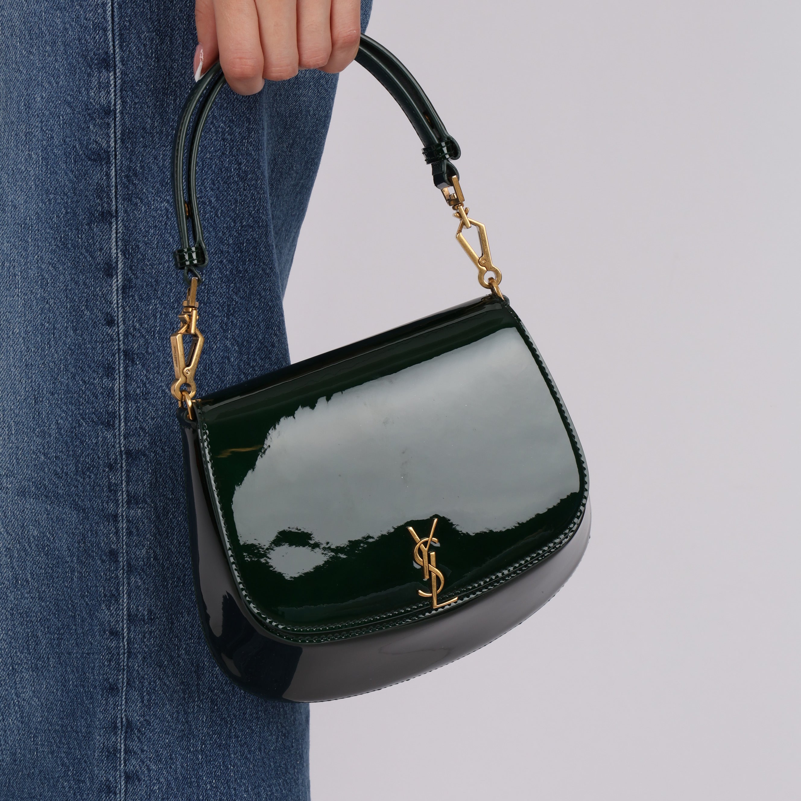 Saint Laurent Fir Leaf Patent Mini Nola Bag