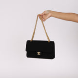 Chanel 1997 Black Jersey Reissue Chain Double Flap Bag