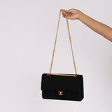Chanel 1997 Black Jersey Reissue Chain Double Flap Bag