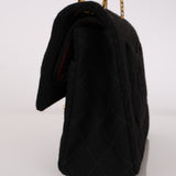 Chanel 1997 Black Jersey Reissue Chain Double Flap Bag